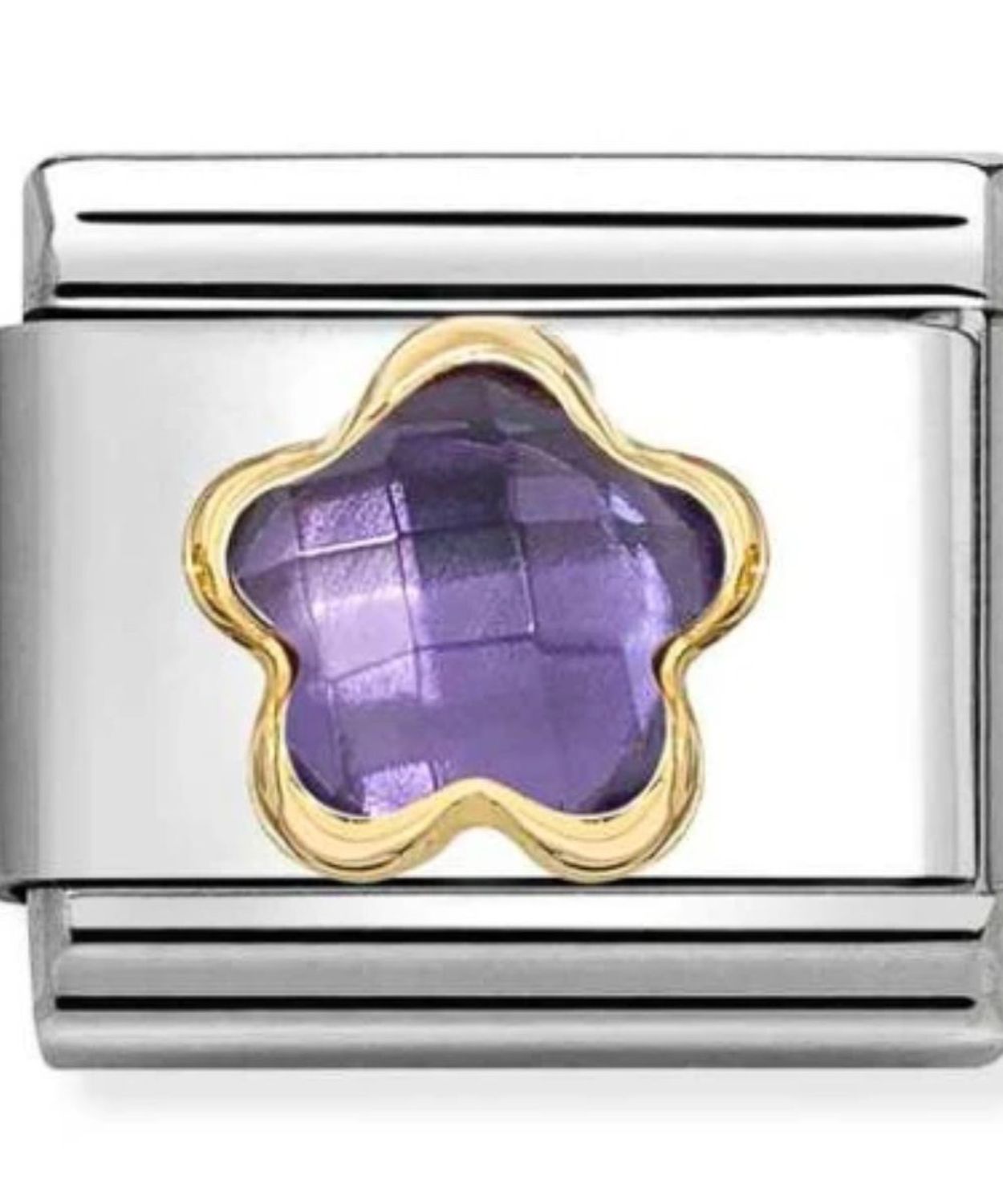 Charms NOMINATION 18K Fioletowa cyrkonia kwiatek Gold.jpg